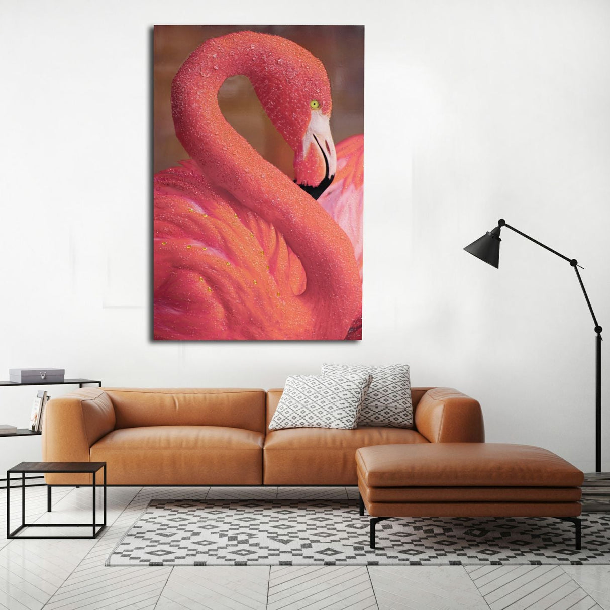 STAMPA SU TELA CON APPLICAZIONI -A- FLAMINGO - FERRETTI
