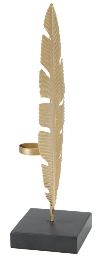 SCULTURA FOGLIA C/PORTA CANDELA GLAM - FERRETTI
