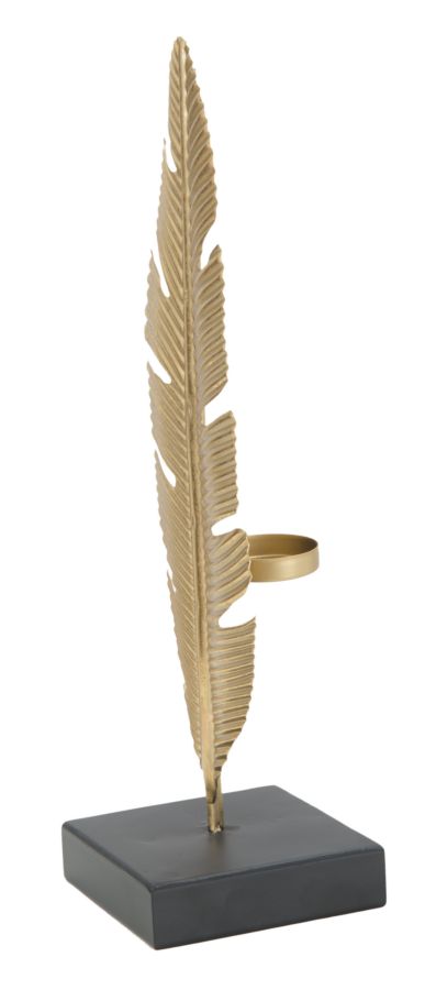 SCULTURA FOGLIA C/PORTA CANDELA GLAM - FERRETTI