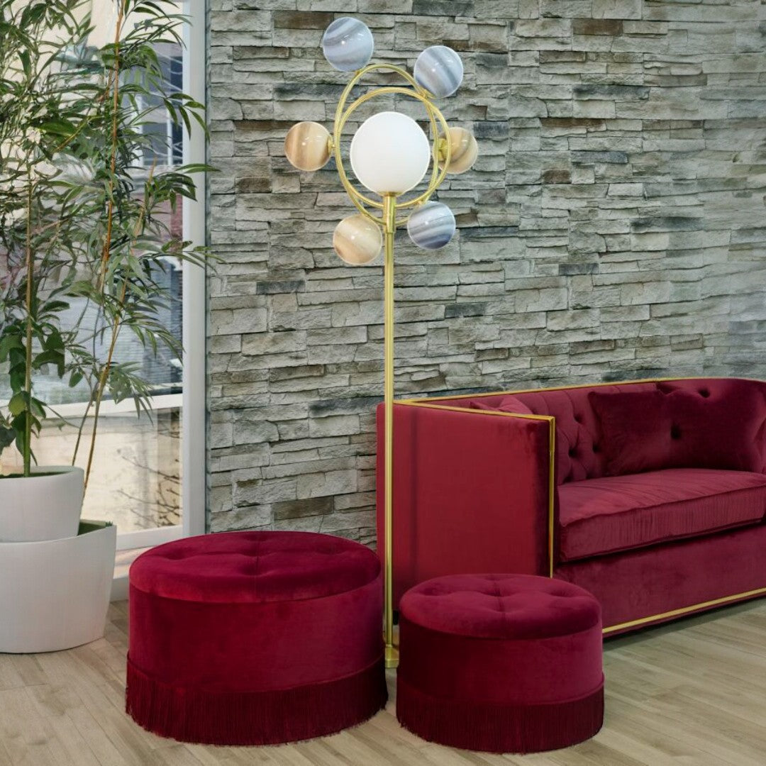 PUFF/CONTENITORE LINES NEW COPPIA BORDEAUX - FERRETTI