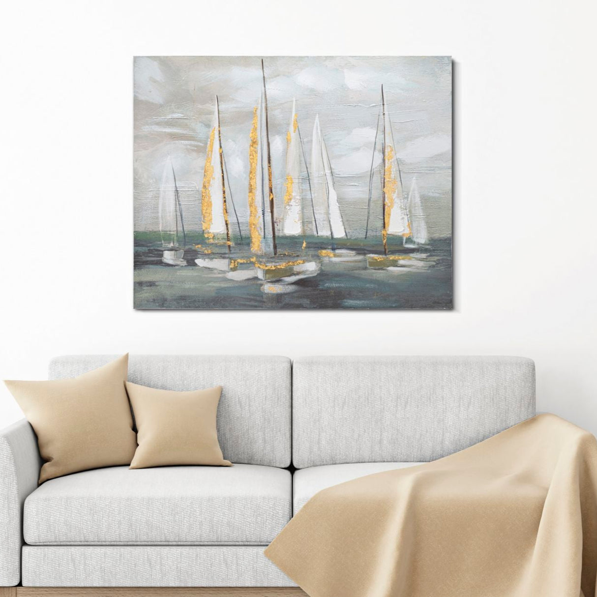 DIPINTO SU TELA GOLD BOAT - FERRETTI