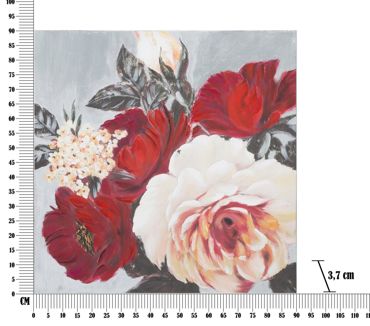 DIPINTO SU TELA RED FLOWER SQUARE - FERRETTI