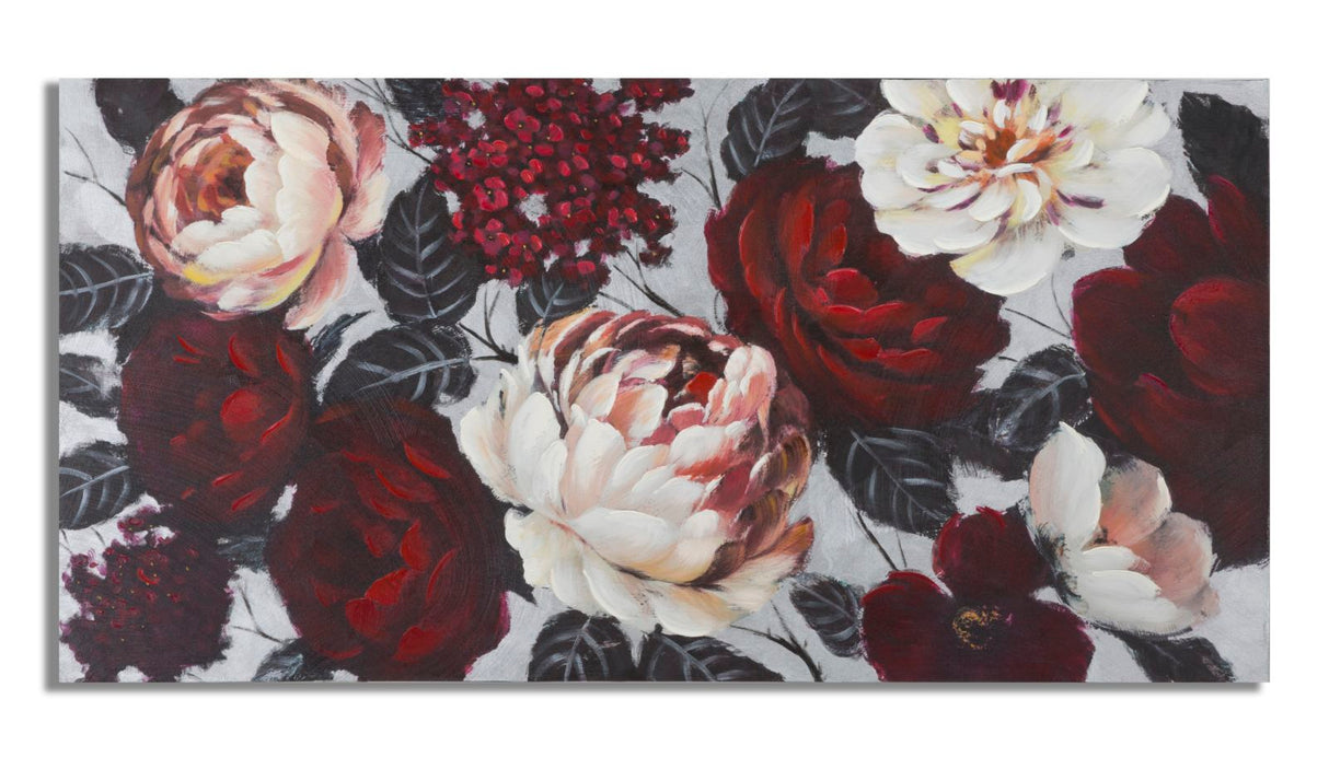 DIPINTO SU TELA WHITE/RED FLOWER LIGHTBACK CM 150X3