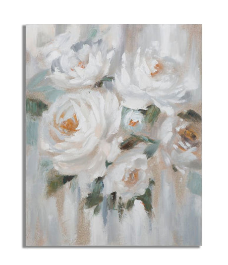 DIPINTO SU TELA CREM FLOWER CM 80X3