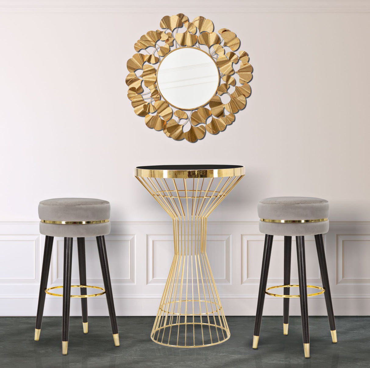 SGABELLO BAR PARIS GRIGIO/GOLD - FERRETTI