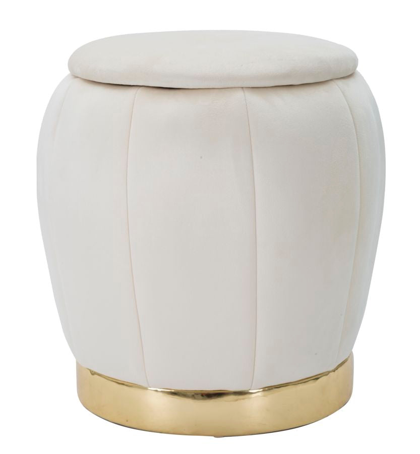PUFF/CONTENITORE PARIS CREMA/GOLD CM Ø 43X43