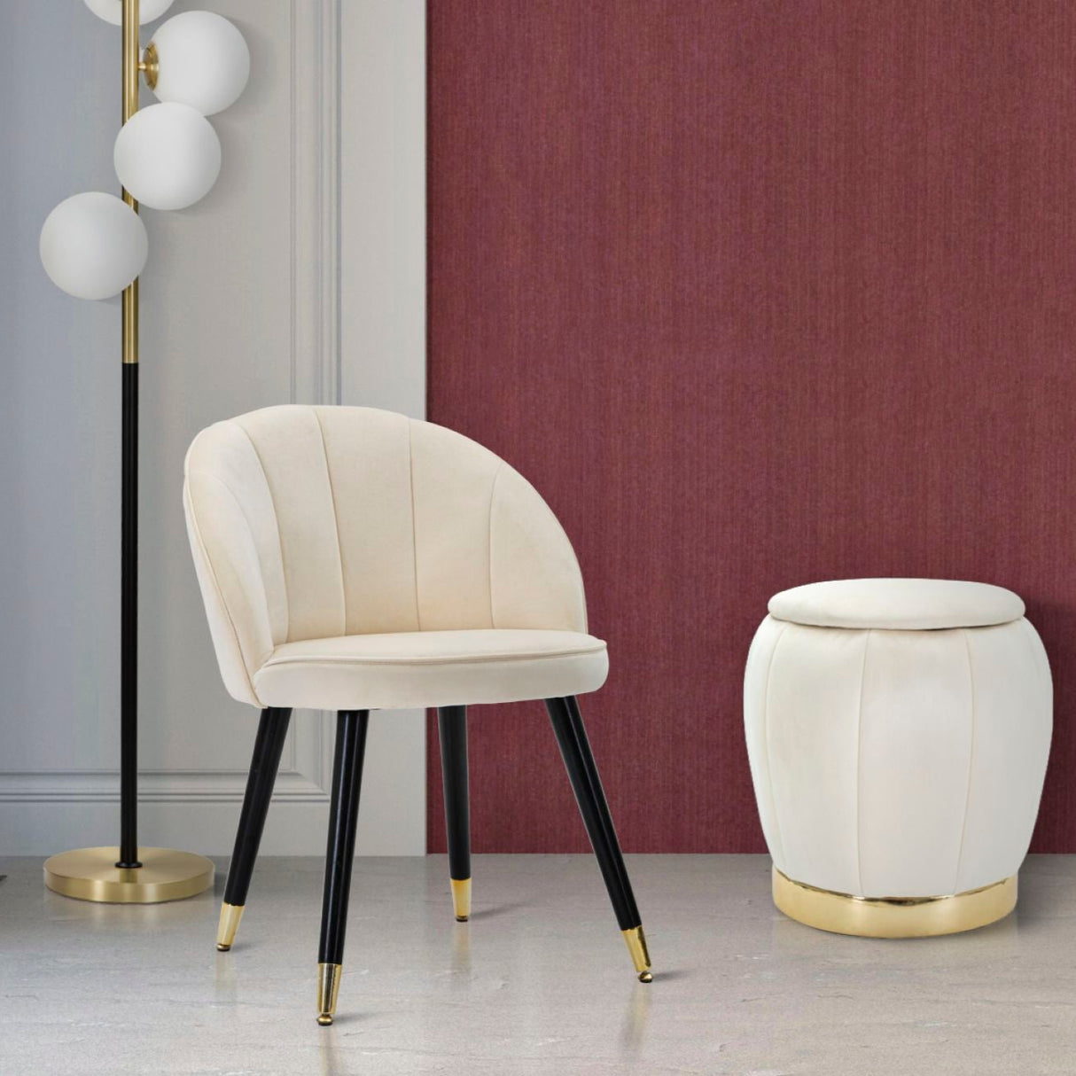 PUFF/CONTENITORE PARIS CREMA/GOLD - FERRETTI