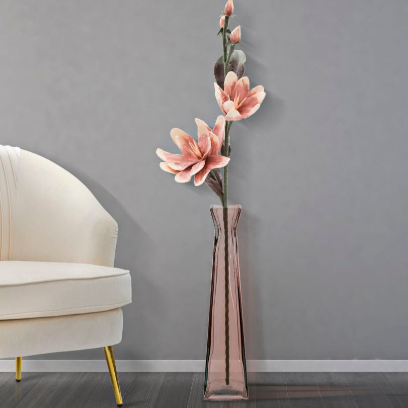 VASO FLORERO PIRAMIDE VETRO RICICLATO PINK (MADE IN SPAIN) - FERRETTI