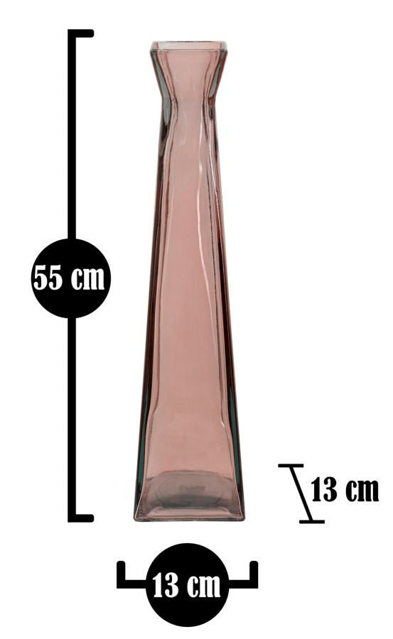 VASO FLORERO PIRAMIDE VETRO RICICLATO PINK (MADE IN SPAIN) - FERRETTI