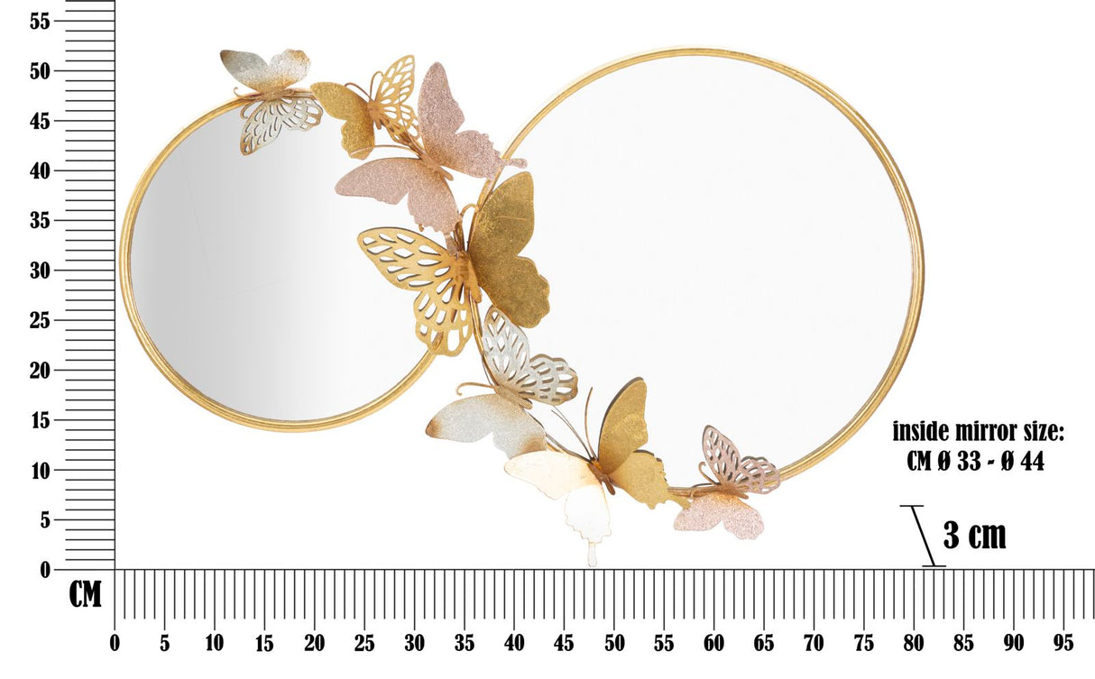 SPECCHIO DA MURO DOUBLE FARFALLE PINK - FERRETTI