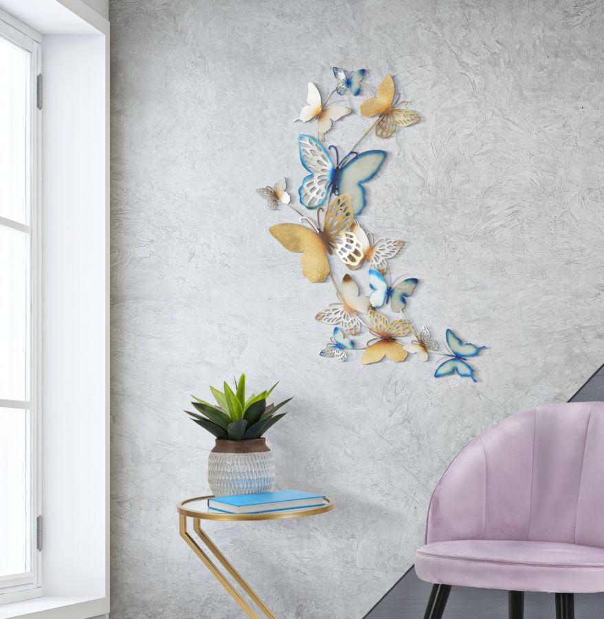 PANNELLO DA MURO BUTTERFLIES ORO/CELESTE C - FERRETTI