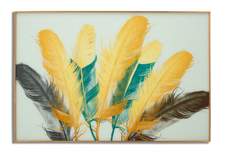 PANNELLO VETRO C/CORNICE FEATHERS CM 120X3