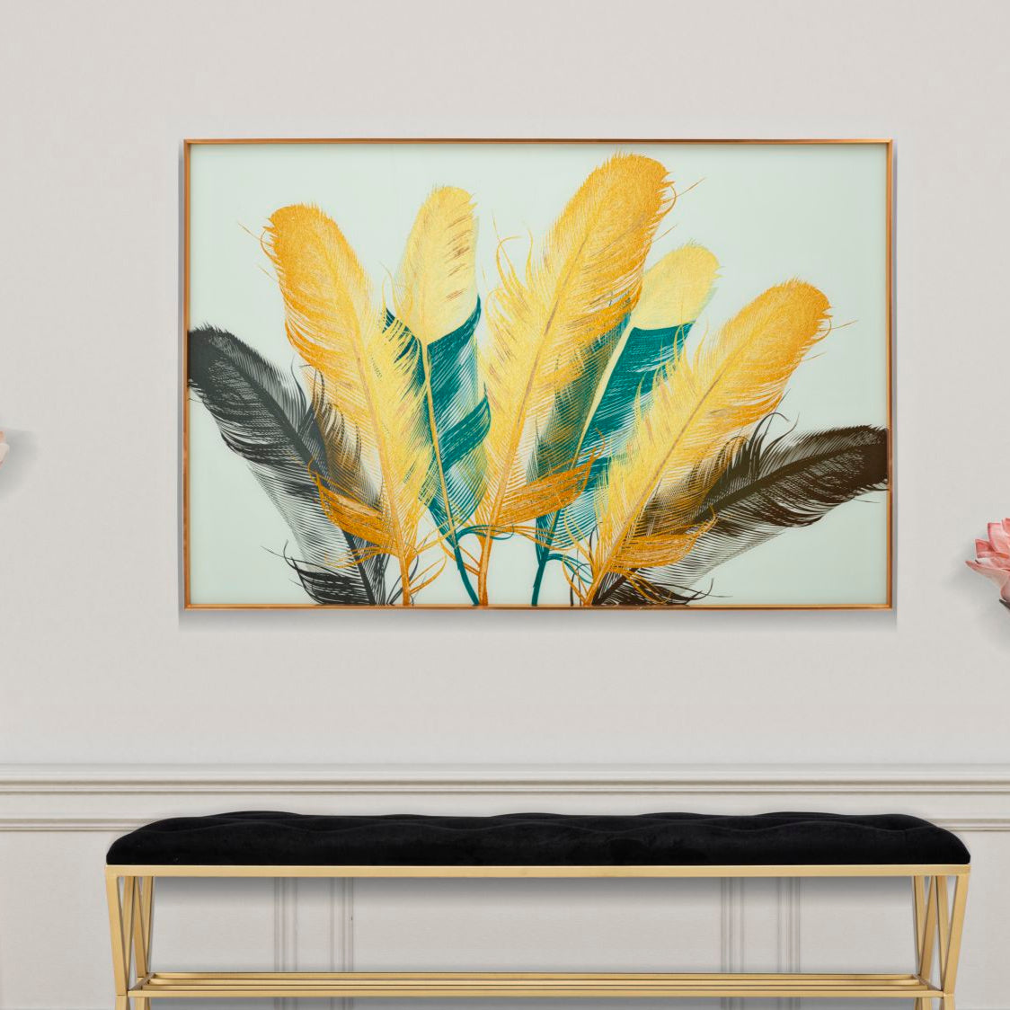 PANNELLO VETRO C/CORNICE FEATHERS - FERRETTI