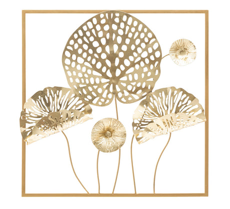 PANNELLO IN FERRO GOLD FLOWERS CM 50X5X50