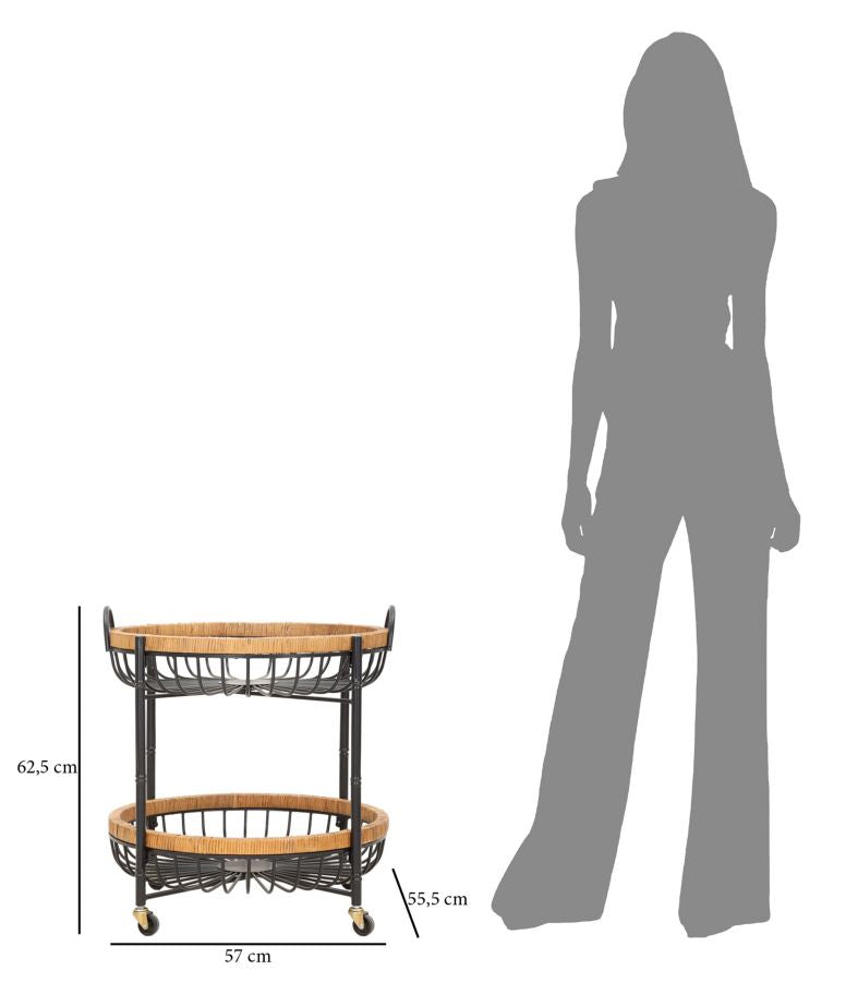 CARRELLO CON DOPPIO CESTINO CEBU C/RUOTE - FERRETTI