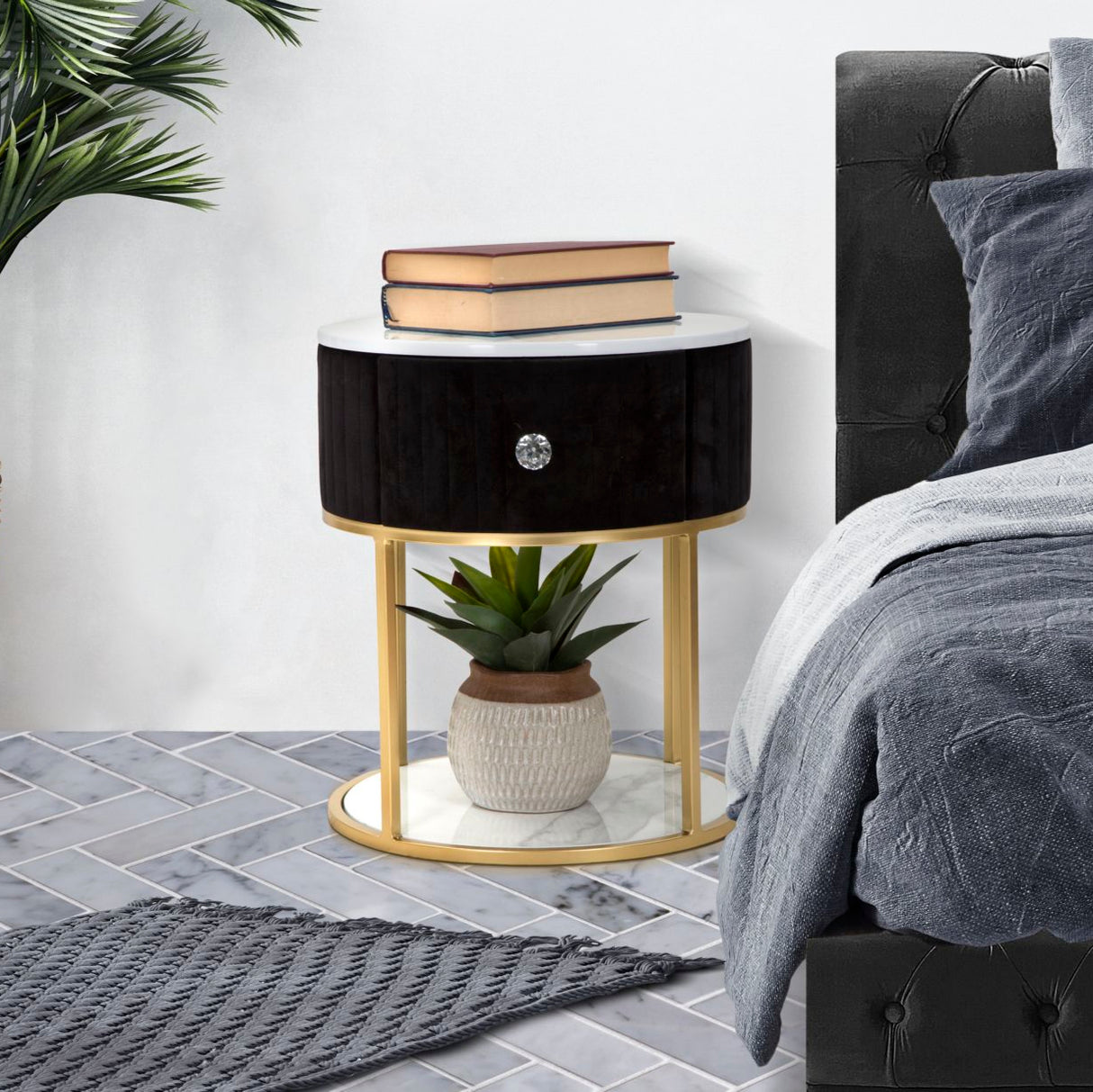 COMODINO MONTPELLIER NERO - FERRETTI