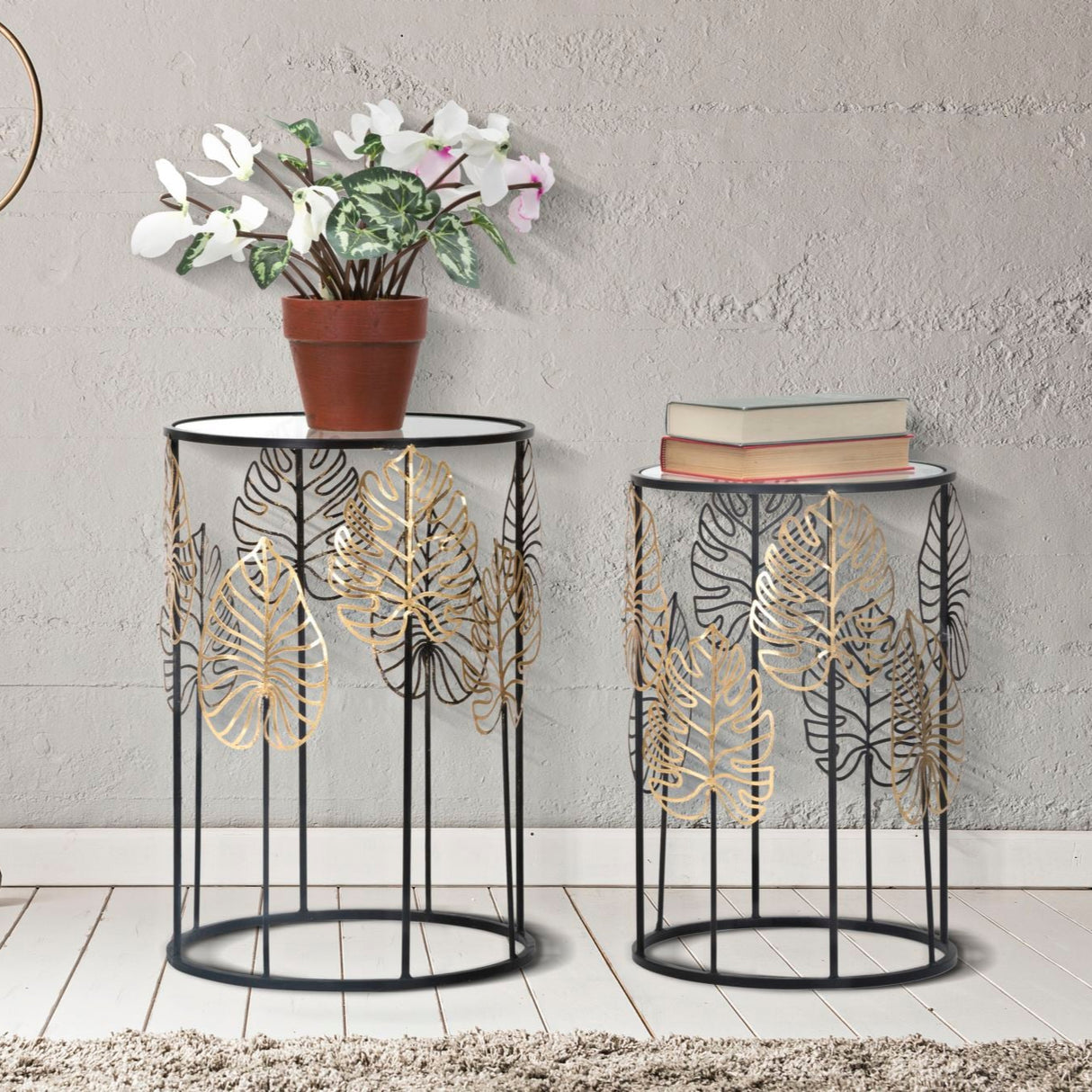 TAVOLINETTI FOGLIE GLAM COPPIA - FERRETTI