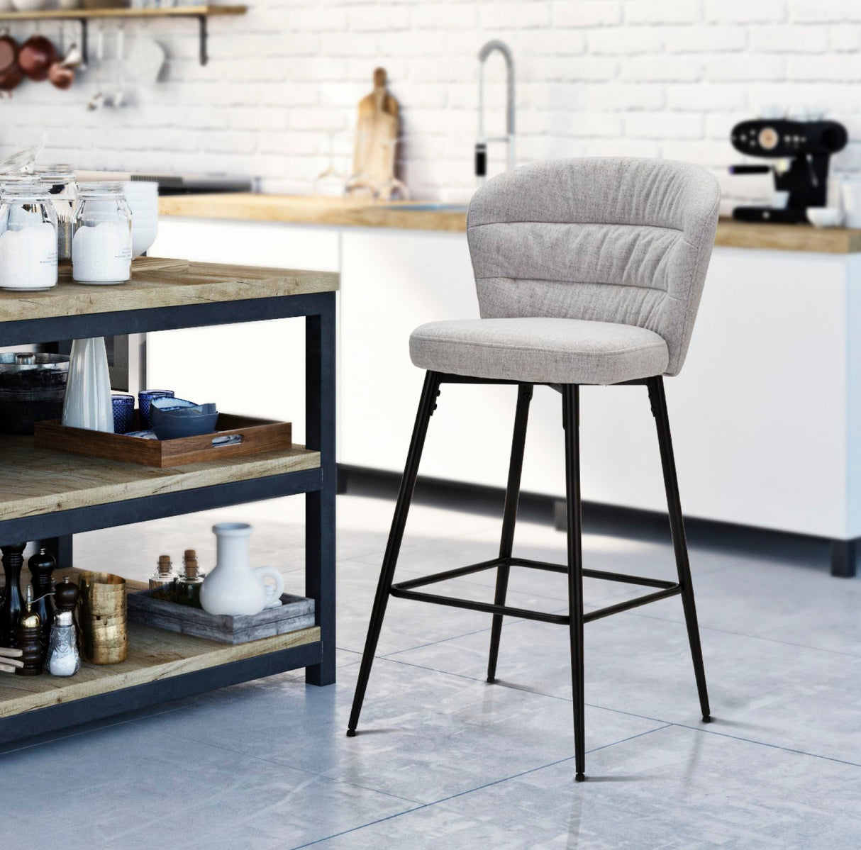 SGABELLO BAR LOSANNA GRIGIO SET 2 PZ - FERRETTI