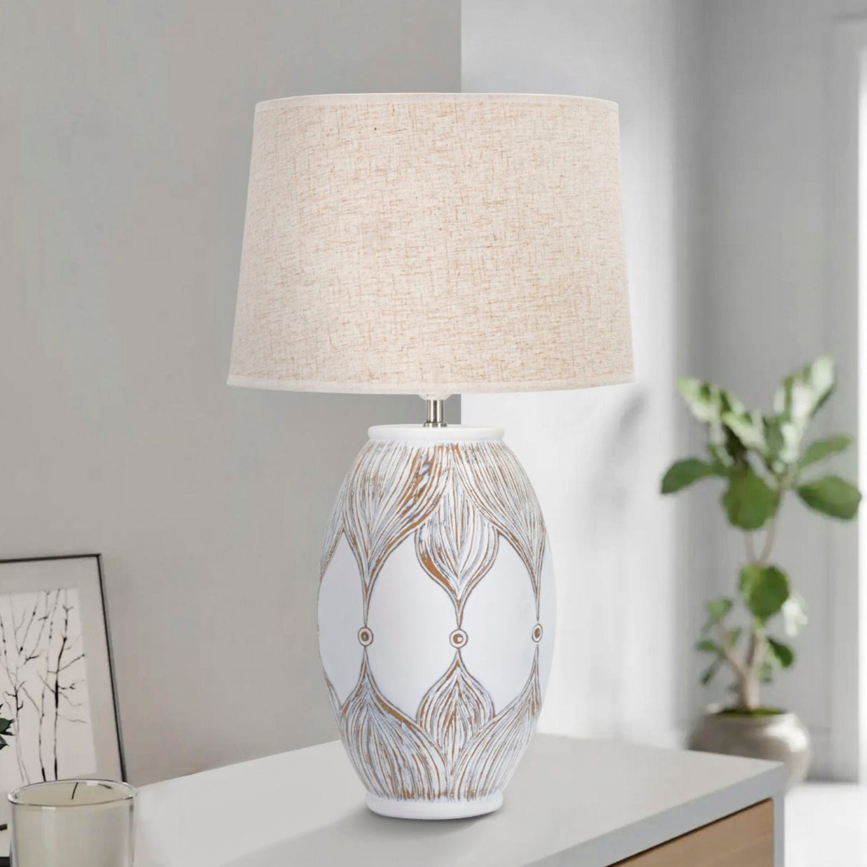 LAMPADA DA TAVOLO RESINA OVALE ATENE - FERRETTI