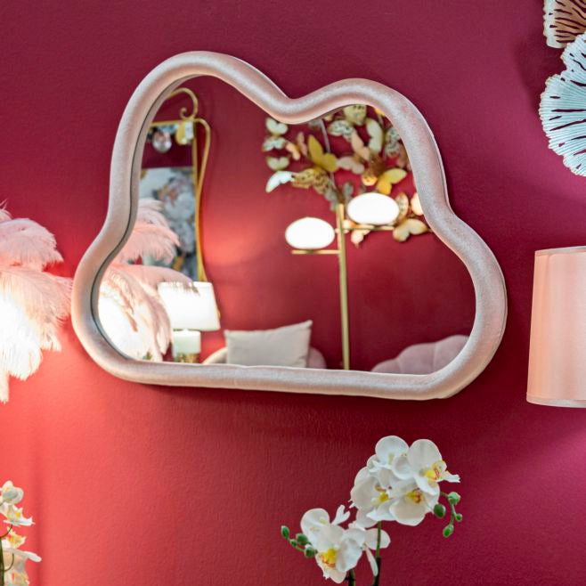 SPECCHIO DA MURO CLOUD VELLUTO ROSA - FERRETTI