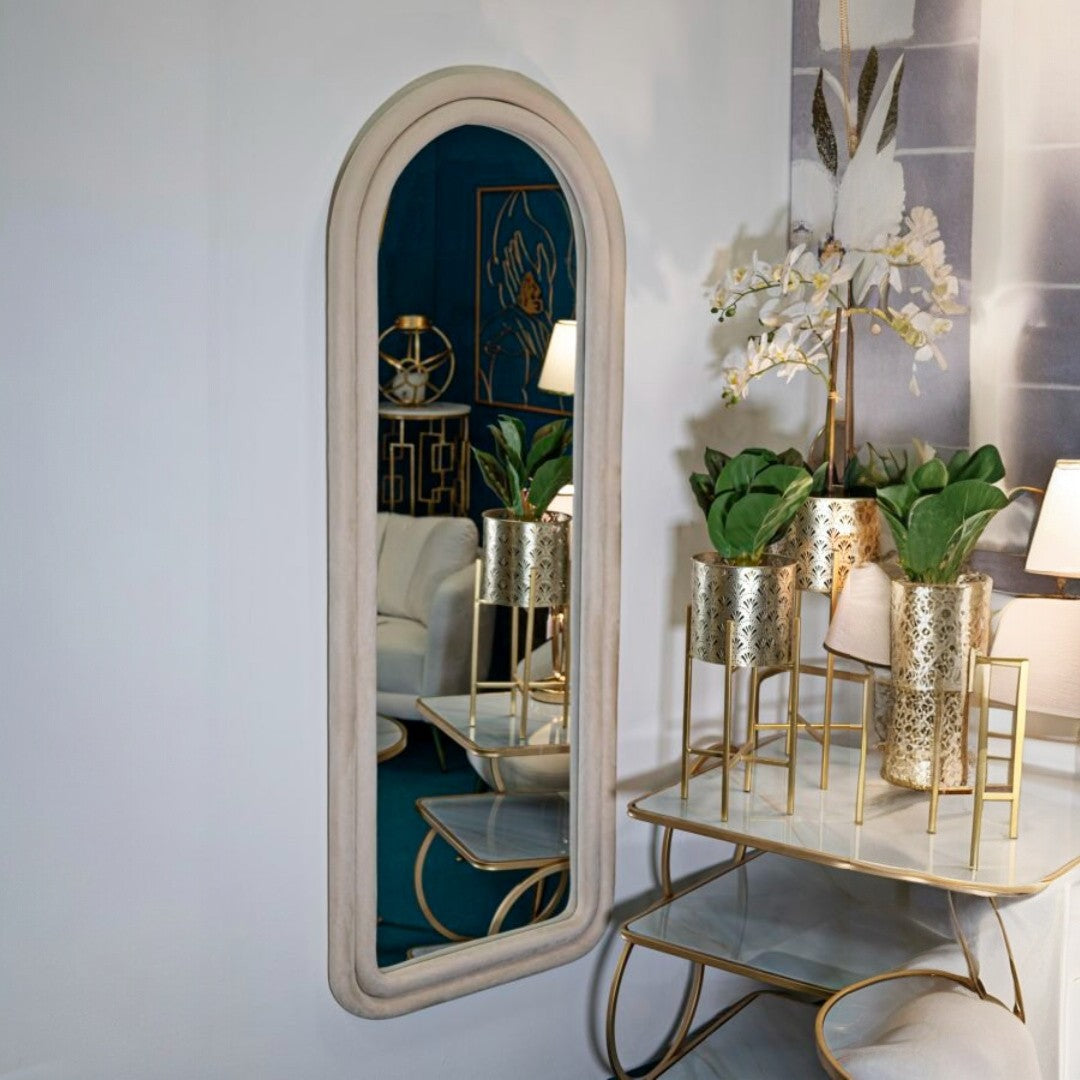SPECCHIO DA MURO CLOE VELLUTO CREMA - FERRETTI