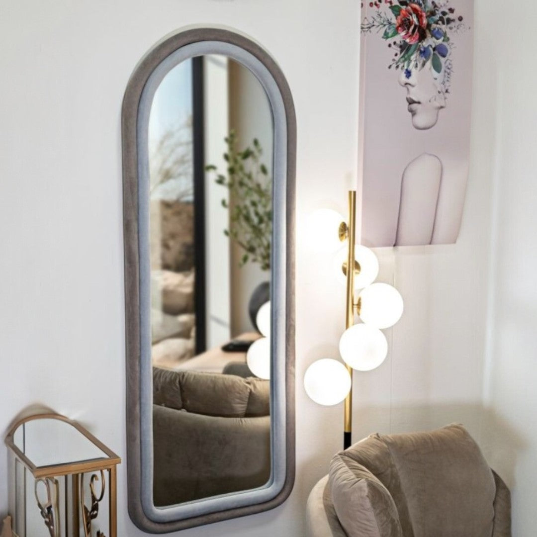 SPECCHIO DA MURO CLOE VELLUTO GRIGIO - FERRETTI