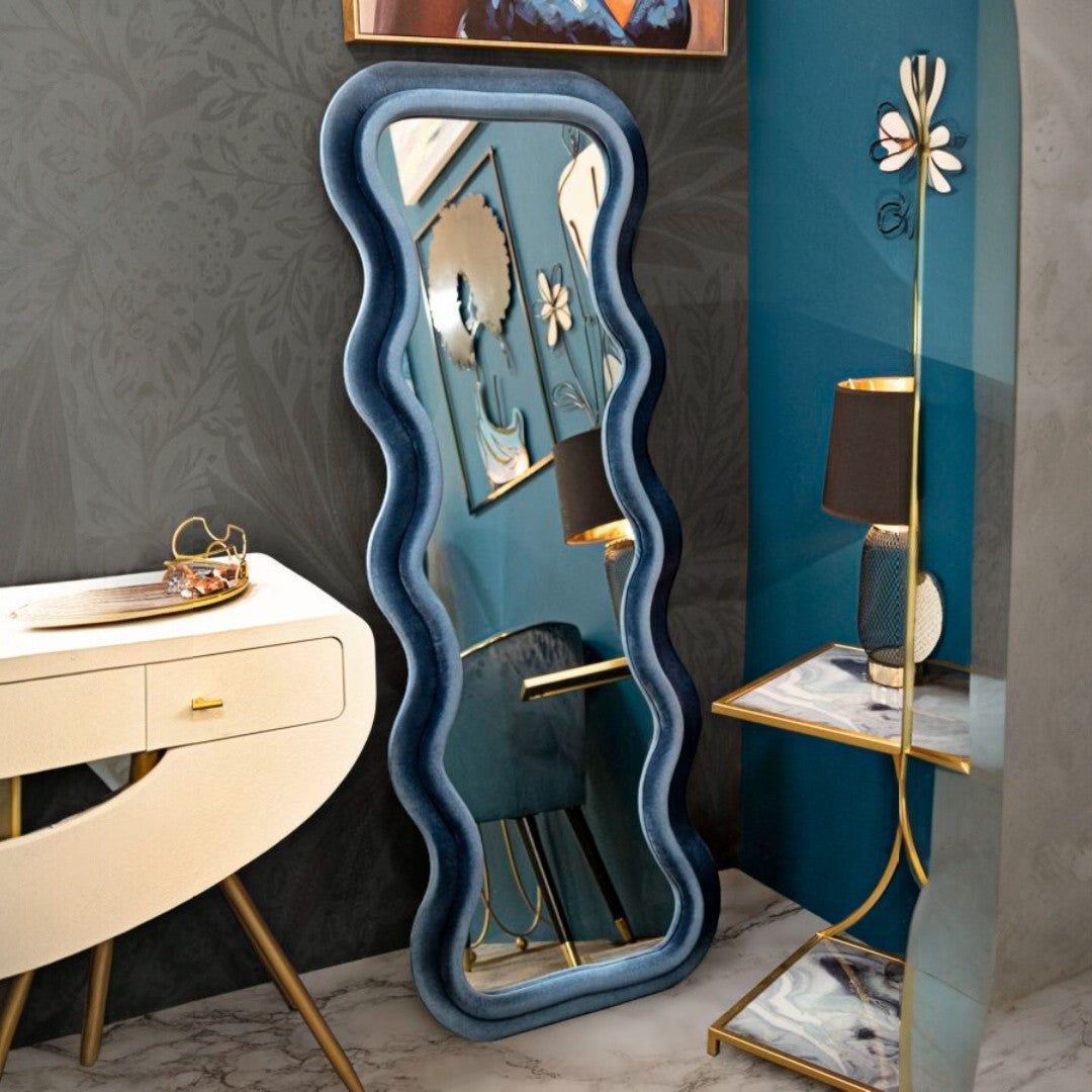 SPECCHIO DA MURO EMILY VELLUTO BLU - FERRETTI