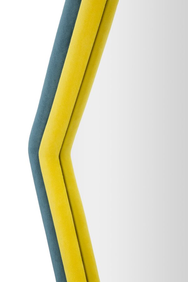 SPECCHIO DA MURO TONY VELLUTO BLU/GIALLO - FERRETTI