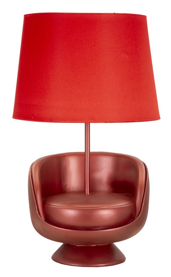 LAMPADA DA COMODINO MIDCENTURY ROSSA CM Ø 26X43
