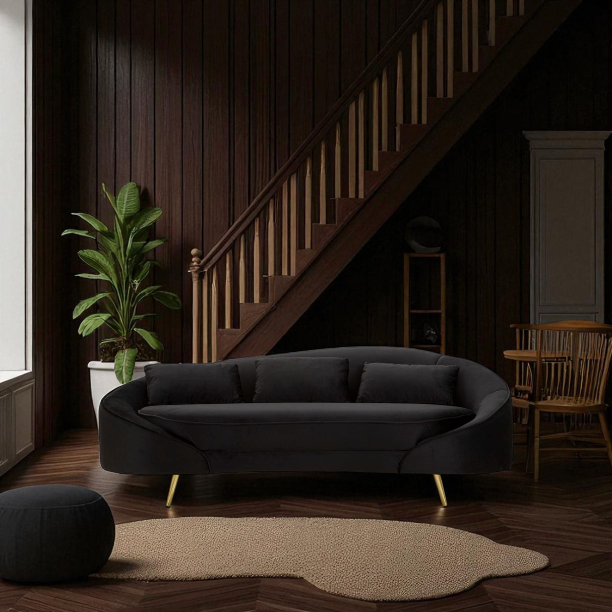 DIVANO 3 POSTI OSLO C/CUSCINI  NERO - FERRETTI