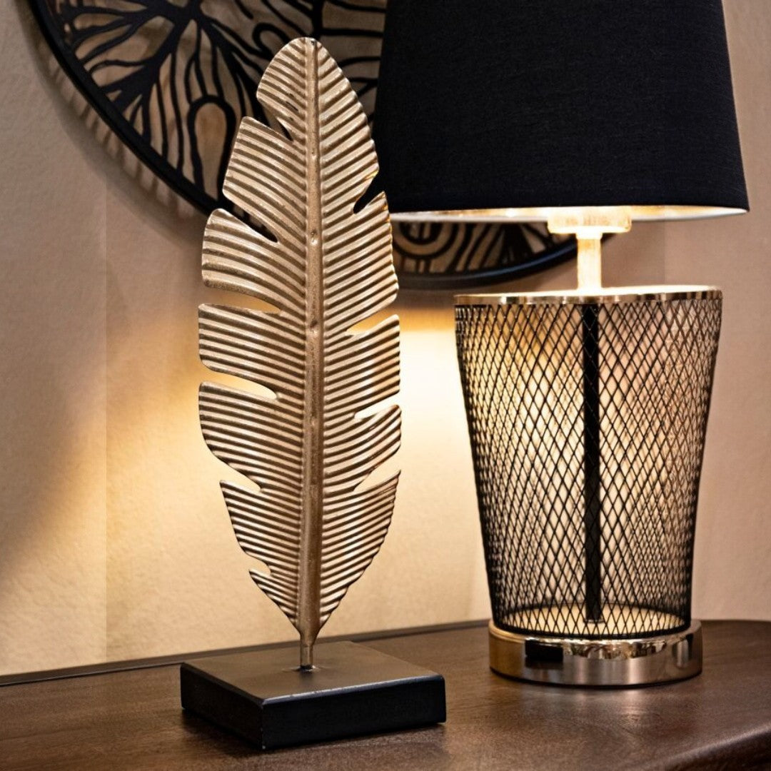 SCULTURA FOGLIA C/PORTA CANDELA GLAM - FERRETTI