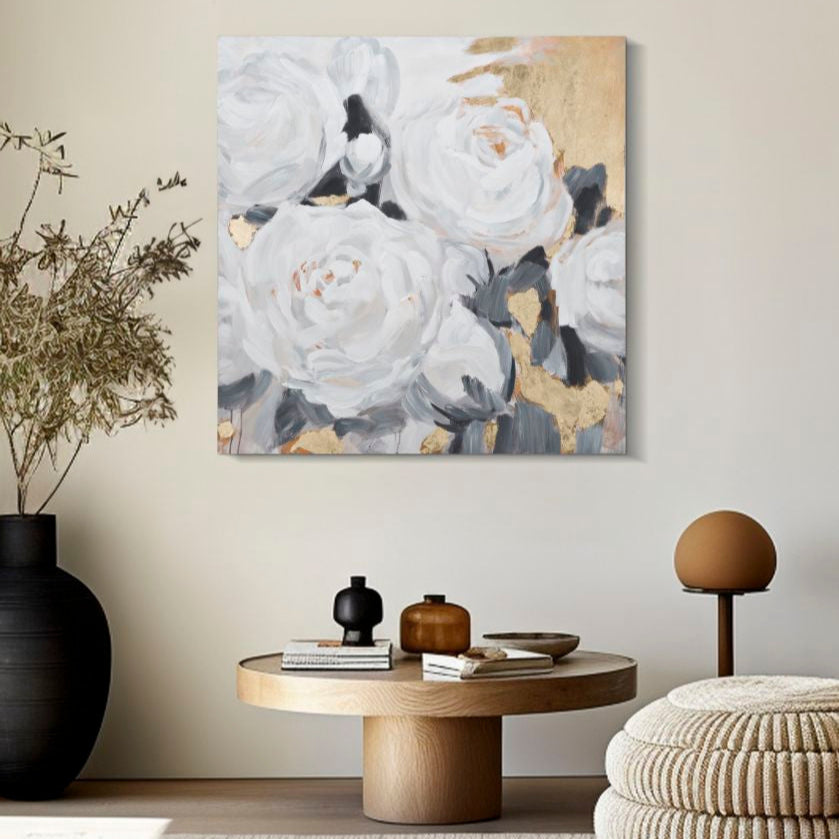 DIPINTO SU TELA WHITE FLOWER -A- FERRETTI