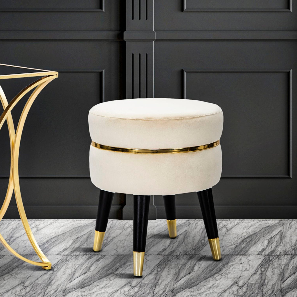 SGABELLO PARIS CREMA/GOLD - FERRETTI