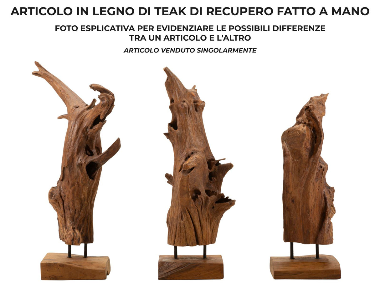 SCULTURA AKAR CM 23X27X64 IN TEAK RICICLATO (PEZZI UNICI - NON RIP. IN SERIE) - FERRETTI