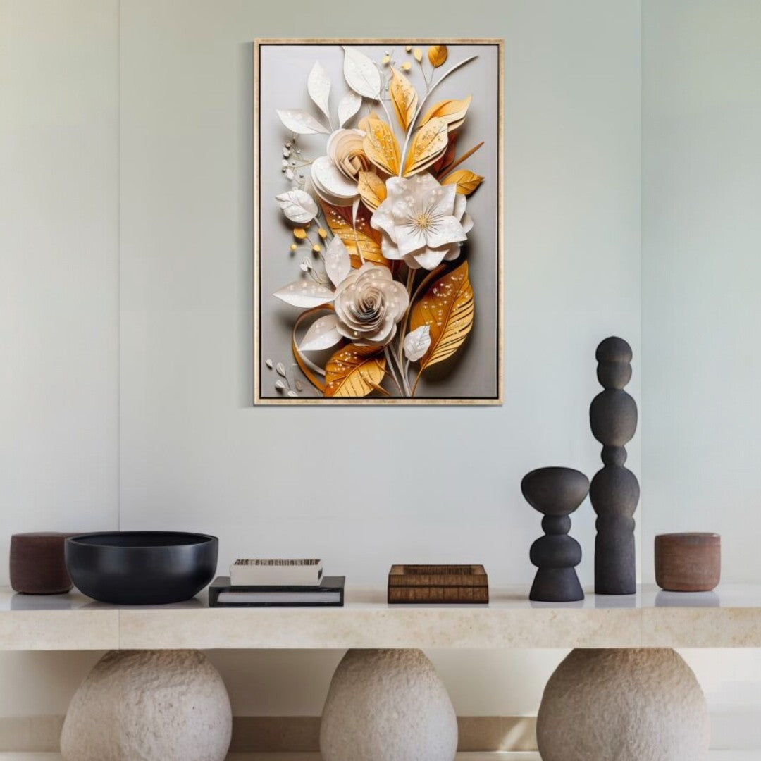 DIPINTO SU TELA LACCATO FLORA C/CORNICE - FERRETTI