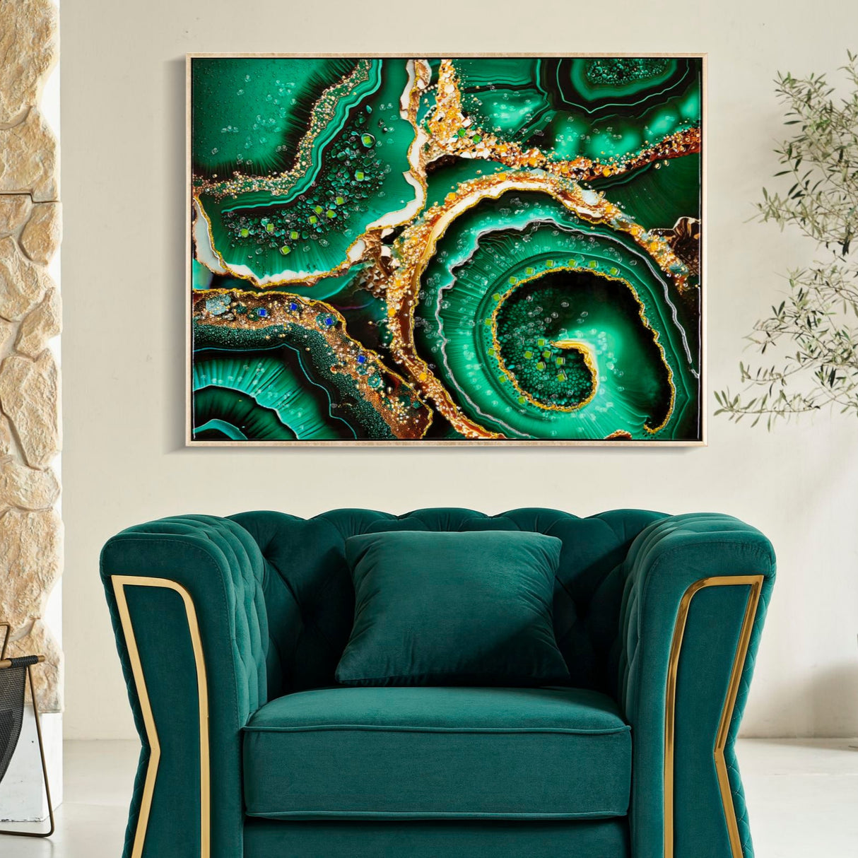 DIPINTO SU TELA LACCATO SMERALDY -A- C/CORNICE - FERRETTI