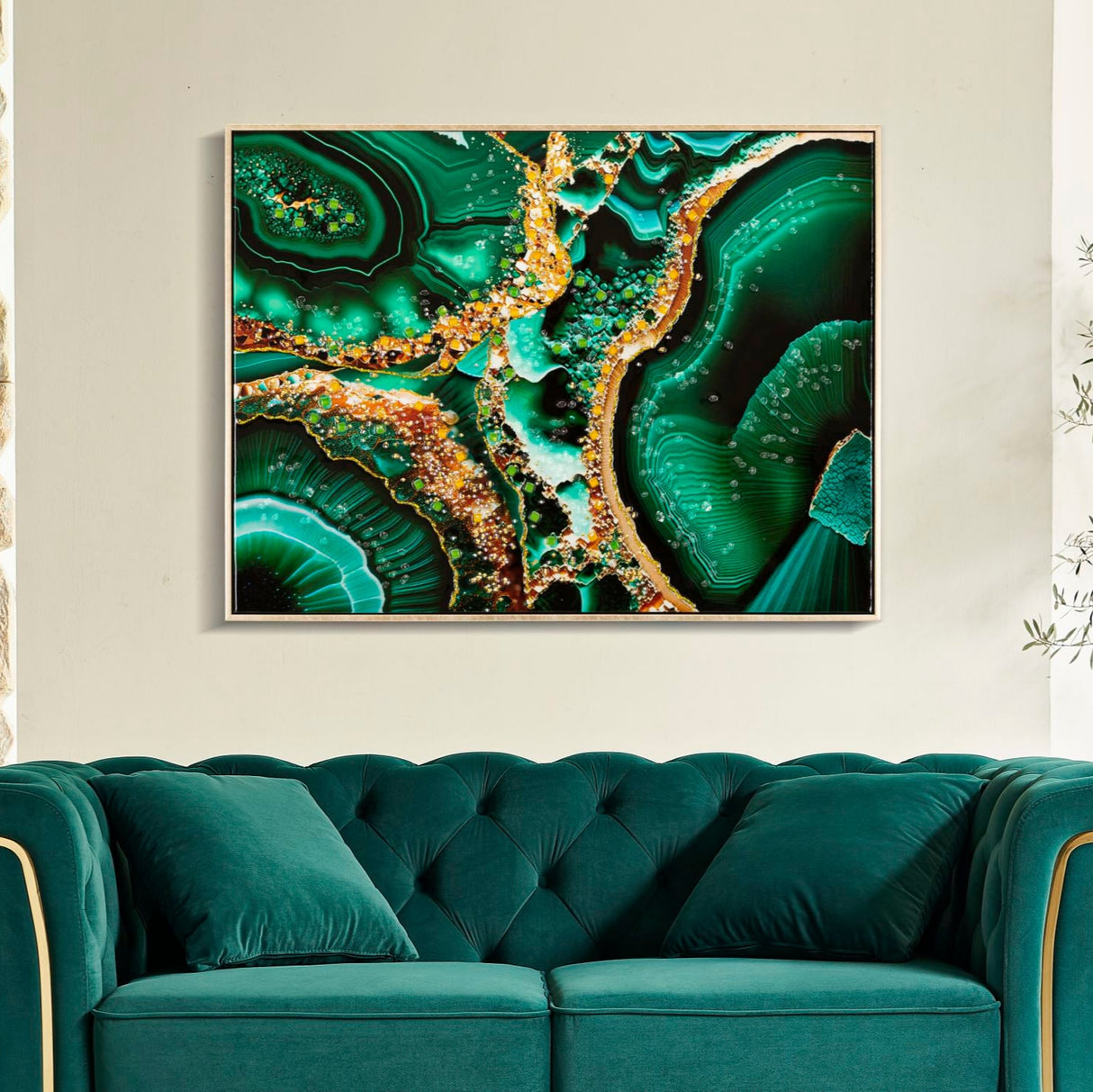 DIPINTO SU TELA LACCATO SMERALDY -B- C/CORNICE - FERRETTI