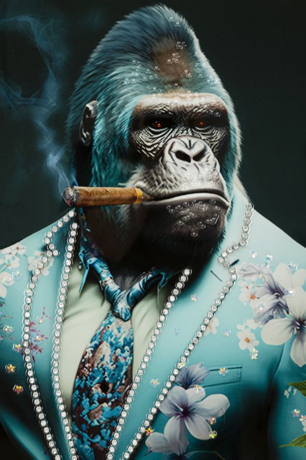 DIPINTO SU TELA LACCATO KONGY -A- C/CORNICE - FERRETTI