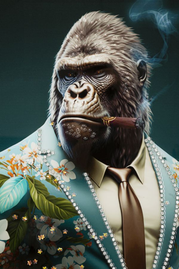 DIPINTO SU TELA LACCATO KONGY -B- C/CORNICE - FERRETTI