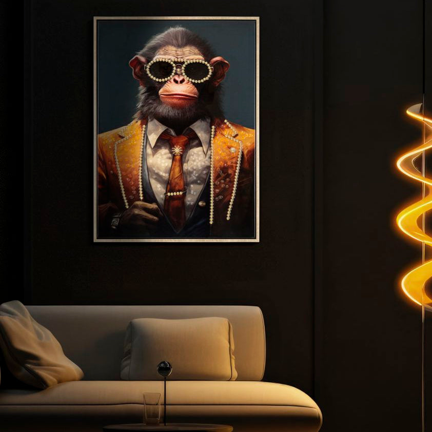 DIPINTO SU TELA LACCATO MONKY C/CORNICE - FERRETTI