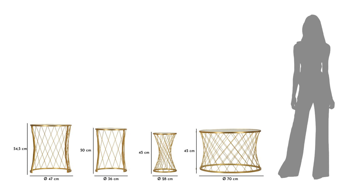 TAVOLINETTI NOAH GOLD SET 4 PZ - FERRETTI