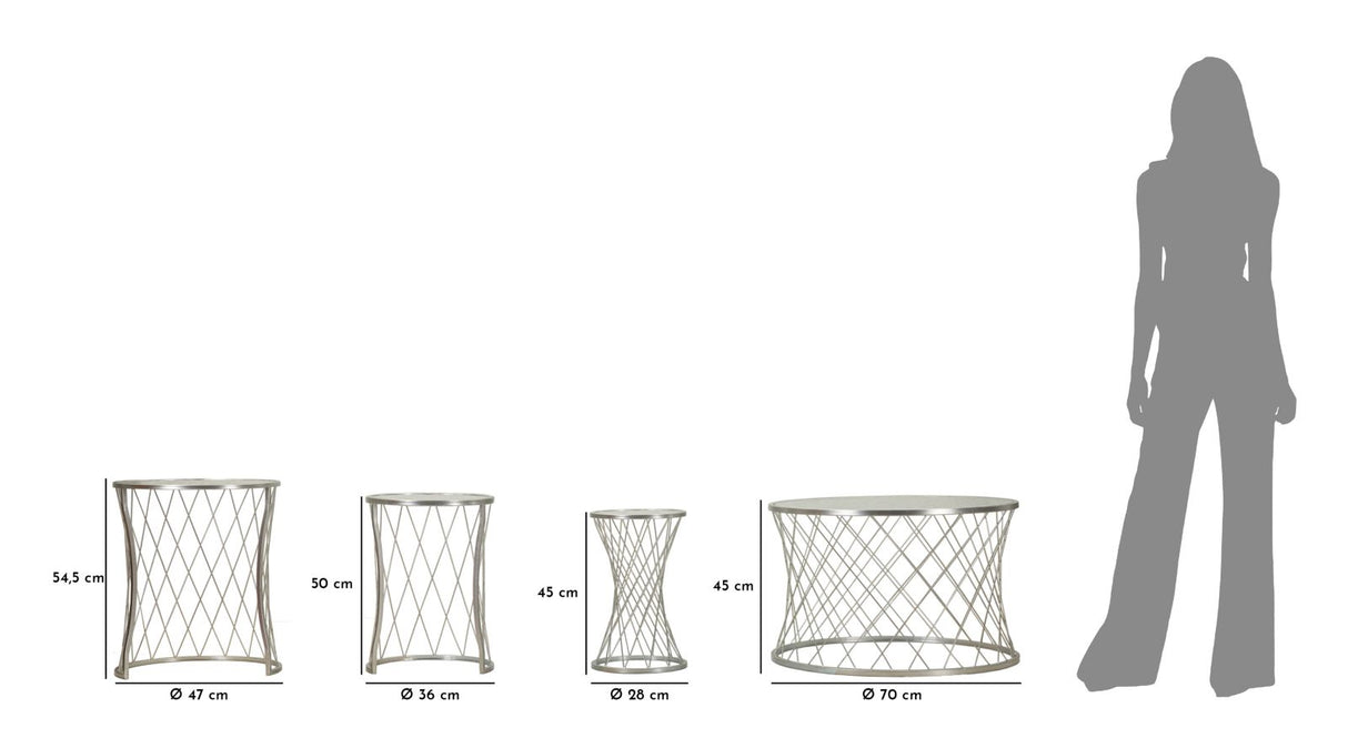 TAVOLINETTI NOAH SILVER SET 4 PZ - FERRETTI