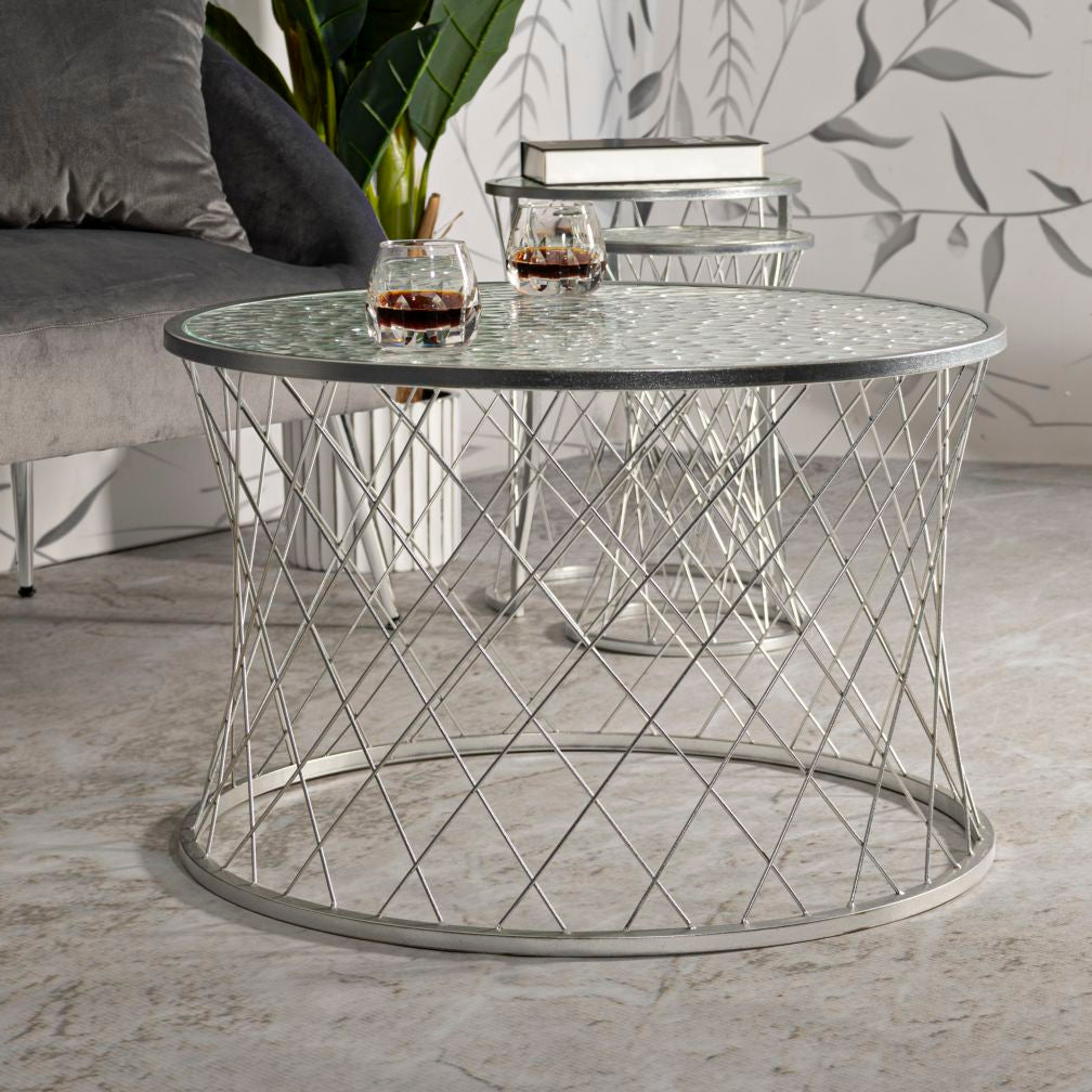 TAVOLINETTI NOAH SILVER SET 4 PZ - FERRETTI