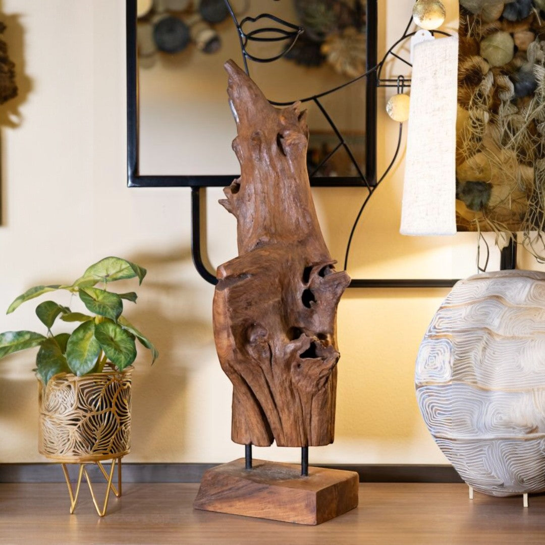 SCULTURA AKAR CM 23X27X64 IN TEAK RICICLATO (PEZZI UNICI - NON RIP. IN SERIE) - FERRETTI