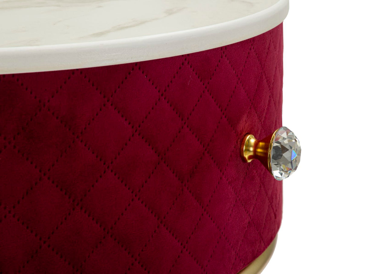 COMODINO/TOLETTA C/PUFF VELLIT ROSSO - FERRETTI