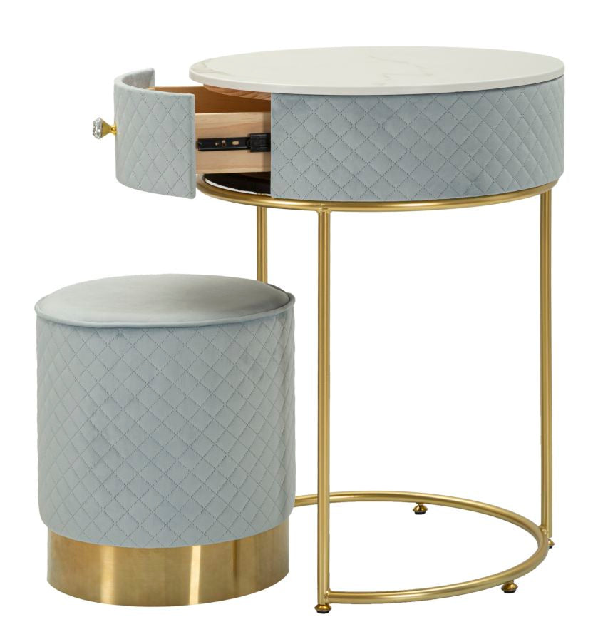 COMODINO/TOLETTA C/PUFF VELLIT CELESTE - FERRETTI