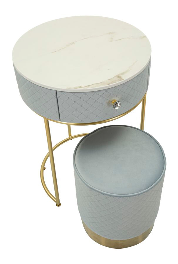 COMODINO/TOLETTA C/PUFF VELLIT CELESTE - FERRETTI