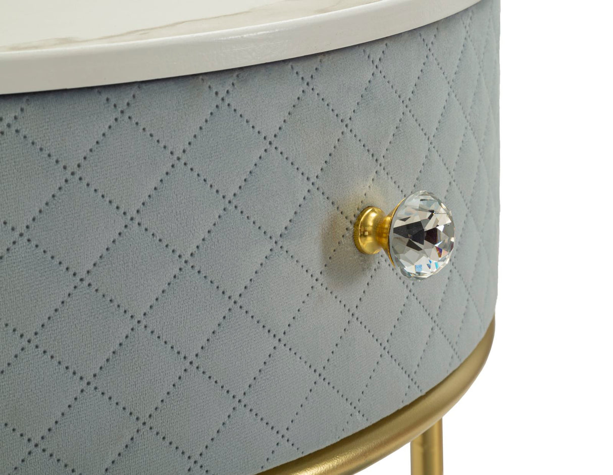 COMODINO/TOLETTA C/PUFF VELLIT CELESTE - FERRETTI