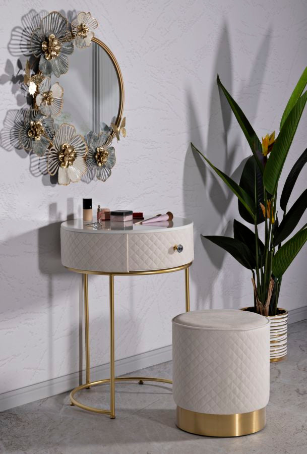 COMODINO/TOLETTA C/PUFF VELLIT CREMA - FERRETTI