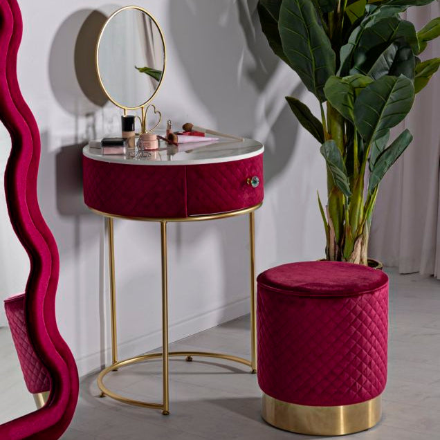 COMODINO/TOLETTA C/PUFF VELLIT ROSSO - FERRETTI